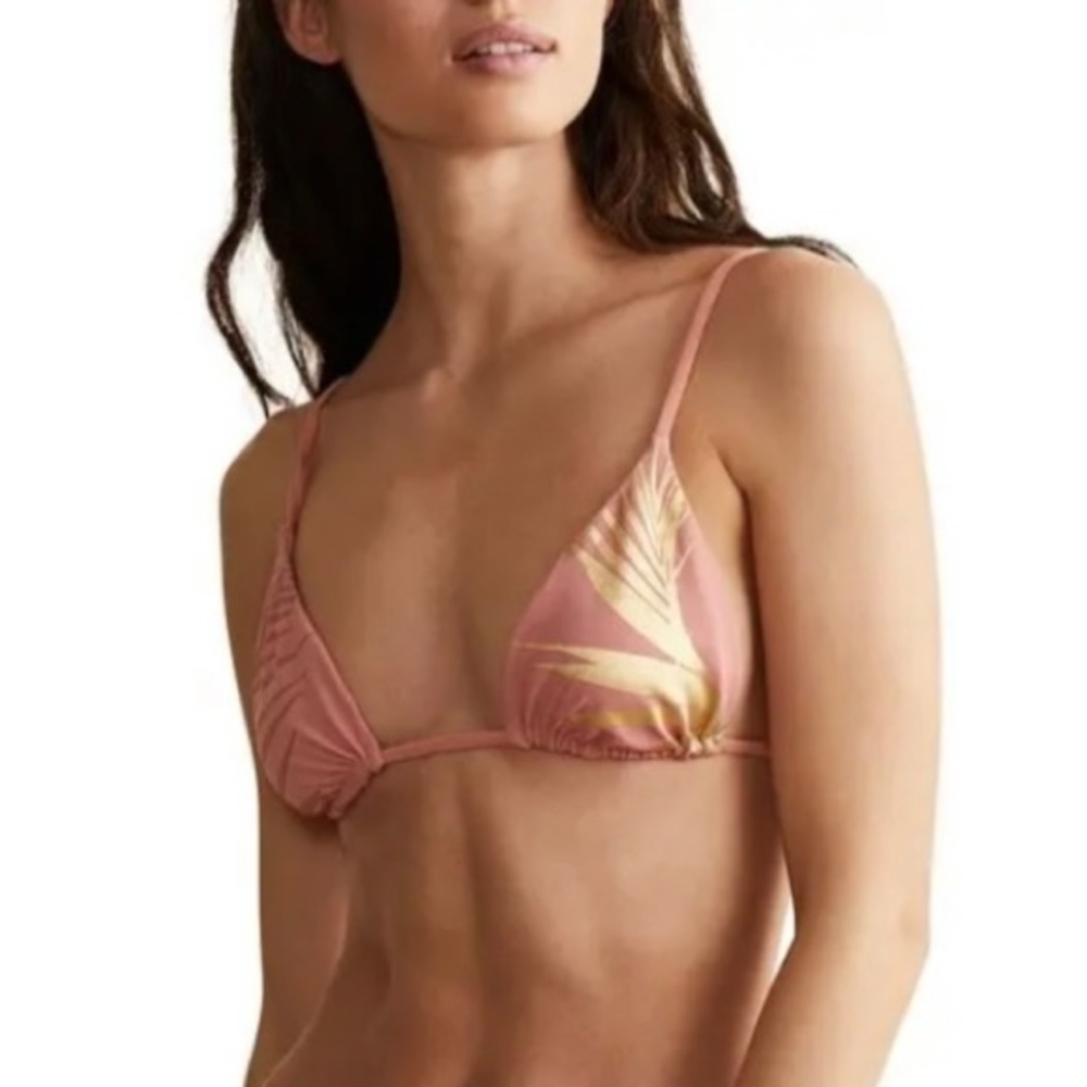 Onia Triangle Metallic Leaves Bikini Top NWOT